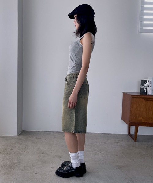 FOLLOWIN（フォロウィン）の「【サイズが選べるハーフパンツ】【 2color ／ ３size】ヴィンテージライクベーシックハーフデニムパンツ（デニムパンツ・レディース・ブルー系その他/ブルー・MEDIUM/SMALL/LARGE）」の16枚目の写真