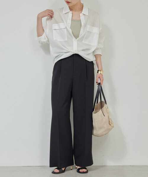 GALLARDAGALANTE（ガリャルダガランテ）の「【セットアップ対応】センタープレスパンツ（その他パンツ・レディース・ブラック/オフホワイト・0/1）」の3枚目の写真