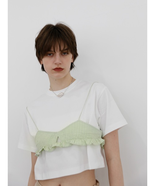 Katrin TOKYO（カトリーントーキョー）の「bustier + cropped tee set（Tシャツ/カットソー・レディース・グレー/ホワイト・FREE/XS）」の2枚目の写真