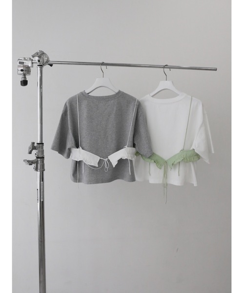 Katrin TOKYO（カトリーントーキョー）の「bustier + cropped tee set（Tシャツ/カットソー・レディース・グレー/ホワイト・FREE/XS）」の3枚目の写真