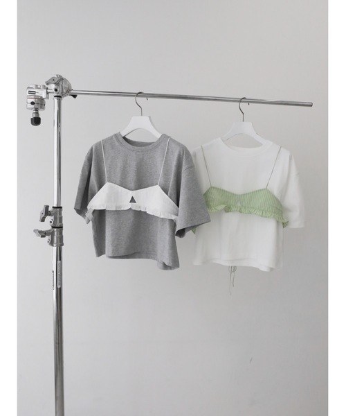 Katrin TOKYO（カトリーントーキョー）の「bustier + cropped tee set（Tシャツ/カットソー・レディース・グレー/ホワイト・FREE/XS）」の4枚目の写真