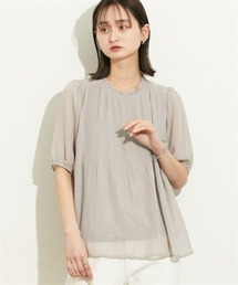 nissen | 【ＵＶカット・防汚・花粉防止】プリーツフリル半袖ブラウス(シャツ/ブラウス)