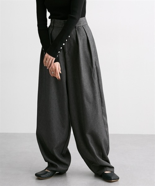 Soiunique（スワユニーク）の「ツイード素材スラックスカーブパンツ［Soiunique］（スラックス・レディース・ブラウン/グレー・FREE）」の3枚目の写真