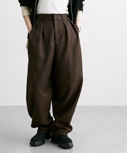 Soiunique（スワユニーク）の「ツイード素材スラックスカーブパンツ［Soiunique］（スラックス・レディース・ブラウン/グレー・FREE）」の9枚目の写真