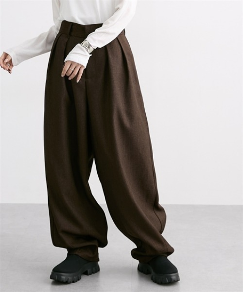 Soiunique（スワユニーク）の「ツイード素材スラックスカーブパンツ［Soiunique］（スラックス・レディース・ブラウン/グレー・FREE）」の10枚目の写真