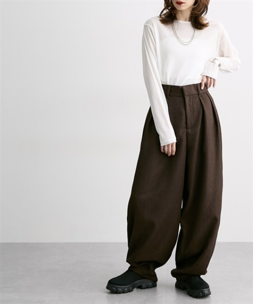 Soiunique（スワユニーク）の「ツイード素材スラックスカーブパンツ［Soiunique］（スラックス・レディース・ブラウン/グレー・FREE）」の11枚目の写真