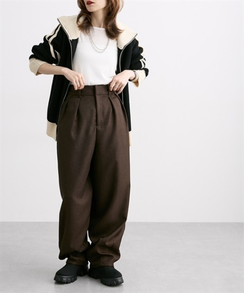 Soiunique（スワユニーク）の「ツイード素材スラックスカーブパンツ［Soiunique］（スラックス・レディース・ブラウン/グレー・FREE）」の13枚目の写真