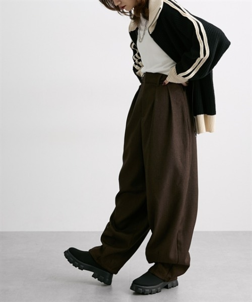 Soiunique（スワユニーク）の「ツイード素材スラックスカーブパンツ［Soiunique］（スラックス・レディース・ブラウン/グレー・FREE）」の14枚目の写真