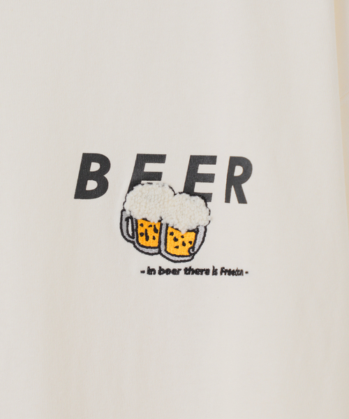 B.C STOCK(ベーセーストック)の「BEER/ビール モチーフ Tシャツ(Tシャツ/カットソー・メンズ・ホワイト/ホワイト系その他・MEDIUM/LARGE)」の4枚目の写真