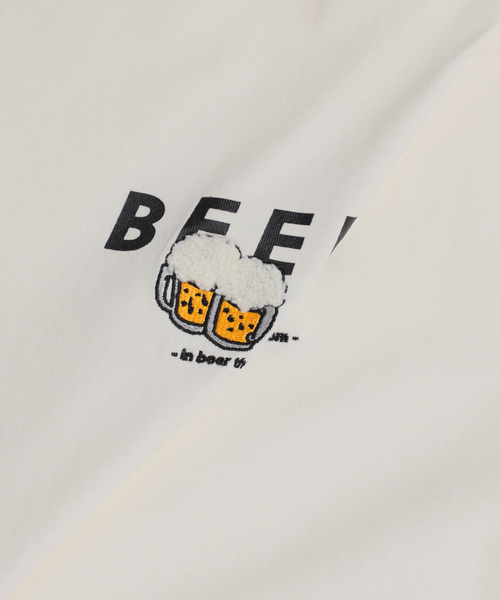 B.C STOCK(ベーセーストック)の「BEER/ビール モチーフ Tシャツ(Tシャツ/カットソー・メンズ・ホワイト/ホワイト系その他・MEDIUM/LARGE)」の3枚目の写真