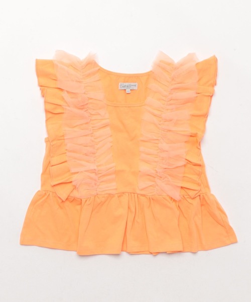 Ocean&Ground（オーシャン&グラウンド）の「Jr.ﾁｭｰﾙﾌﾘﾙﾉｰｽﾘｰﾌﾞﾄｯﾌﾟｽ（タンクトップ・キッズ・ホワイト/レッド系/ブラック・150/160）」の3枚目の写真