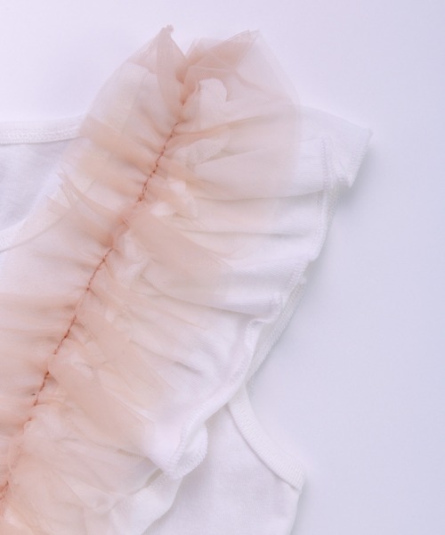 Ocean&Ground（オーシャン&グラウンド）の「Jr.ﾁｭｰﾙﾌﾘﾙﾉｰｽﾘｰﾌﾞﾄｯﾌﾟｽ（タンクトップ・キッズ・ホワイト/レッド系/ブラック・150/160）」の11枚目の写真