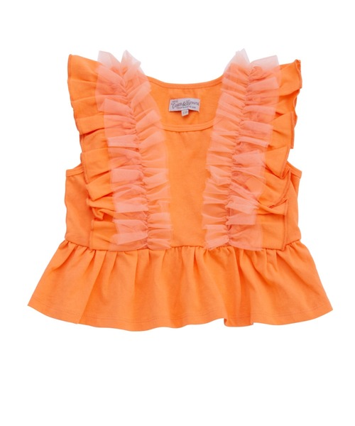 Ocean&Ground（オーシャン&グラウンド）の「Jr.ﾁｭｰﾙﾌﾘﾙﾉｰｽﾘｰﾌﾞﾄｯﾌﾟｽ（タンクトップ・キッズ・ホワイト/レッド系/ブラック・150/160）」の5枚目の写真