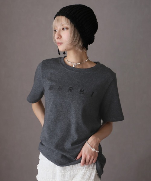 Girly Doll(ガーリードール)の「刺繍フロントロゴTシャツ(Tシャツ/カットソー・レディース・ブラック/ダークグレー/ホワイト・F)」の20枚目の写真