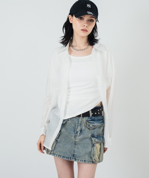 ANAP（アナップ）の「楊柳 シアー シャツ ブラウス（シャツ/ブラウス・レディース・ブラウン/ブラック/ホワイト・FREE）」の16枚目の写真