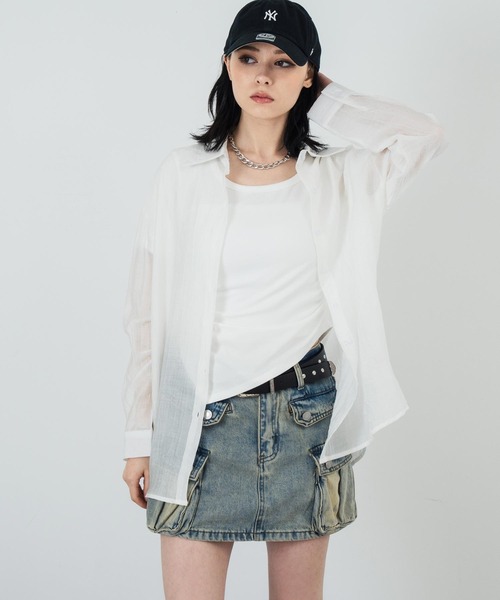 ANAP（アナップ）の「楊柳 シアー シャツ ブラウス（シャツ/ブラウス・レディース・ブラウン/ブラック/ホワイト・FREE）」の10枚目の写真