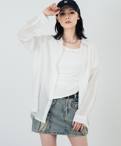 ANAP（アナップ）の「楊柳 シアー シャツ ブラウス（シャツ/ブラウス・レディース・ブラウン/ブラック/ホワイト・FREE）」の11枚目の写真