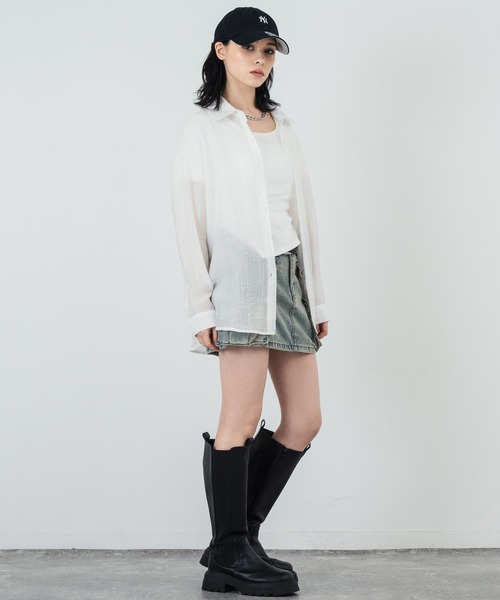 ANAP（アナップ）の「楊柳 シアー シャツ ブラウス（シャツ/ブラウス・レディース・ブラウン/ブラック/ホワイト・FREE）」の14枚目の写真