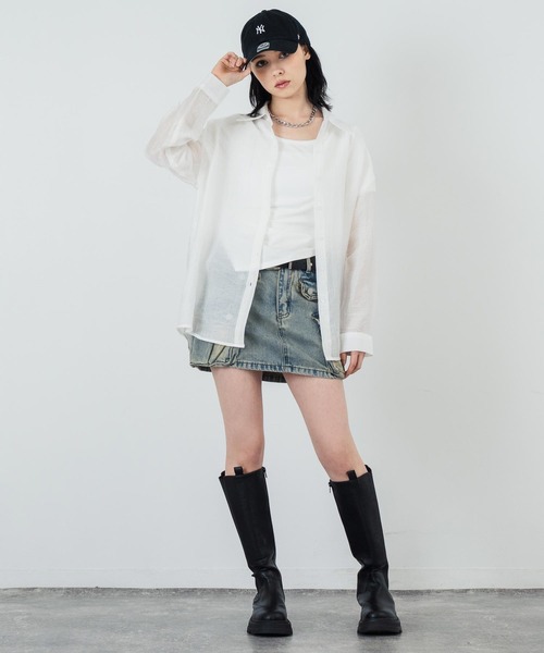 ANAP（アナップ）の「楊柳 シアー シャツ ブラウス（シャツ/ブラウス・レディース・ブラウン/ブラック/ホワイト・FREE）」の12枚目の写真