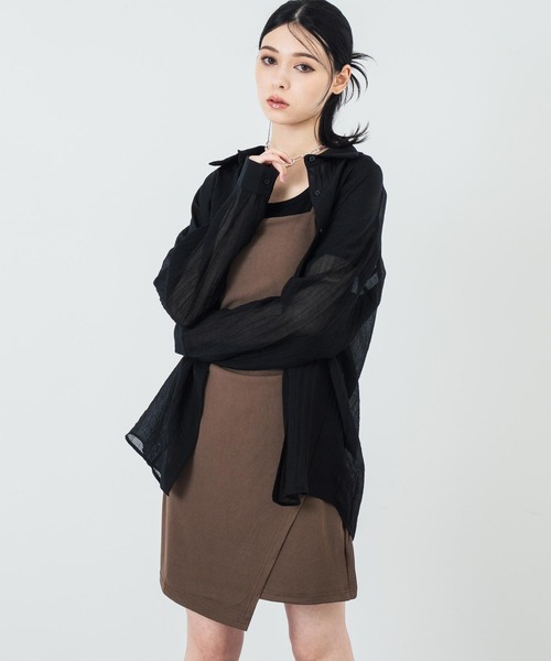 ANAP（アナップ）の「楊柳 シアー シャツ ブラウス（シャツ/ブラウス・レディース・ブラウン/ブラック/ホワイト・FREE）」の5枚目の写真