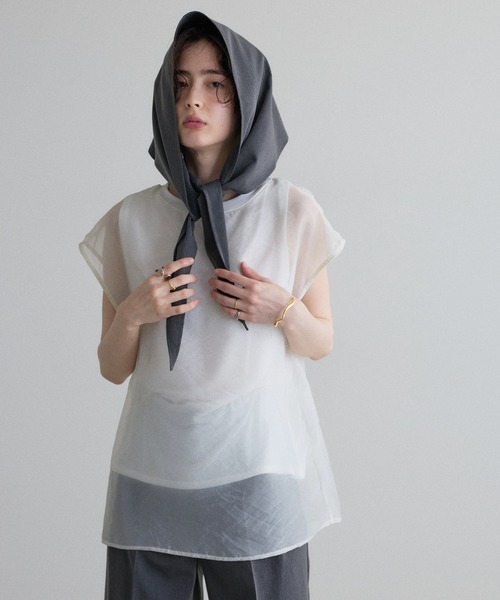 ZOZO限定】オーガンジー重ねフレンチスリーブプルオーバー（シャツ 
