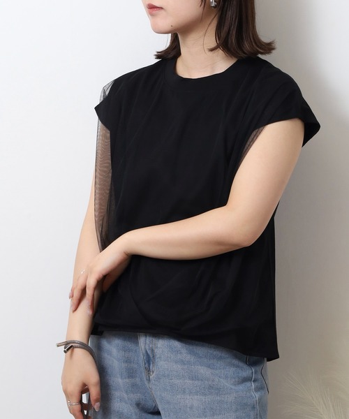 売れ筋商品|||アンナ フィールド Tシャツ レディース トップス 2 PACK - Top - surf the web/black セール】A.N.L チュールドッキングノースリーブトップス（T