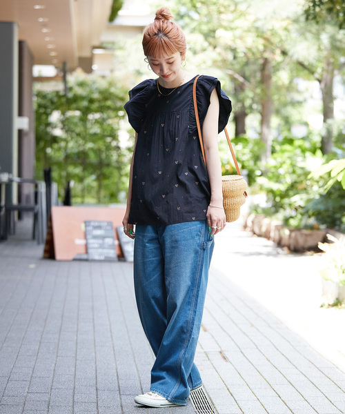 B.C STOCK(ベーセーストック)の「手洗い可 / フラワー刺繍フリルブラウス(シャツ/ブラウス・レディース・ネイビー/ホワイト/ブラウン・FREE)」の20枚目の写真