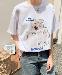 【綿100%使用】アニマルプリント刺繍Tシャツ カットソー