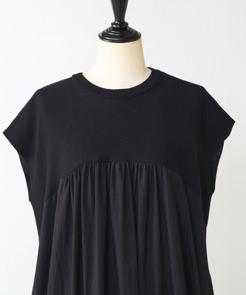 BEARDSLEY（ビアズリー）の「ニットコンビギャザーワンピ（ワンピース・レディース・ブラック・1/0）」の6枚目の写真