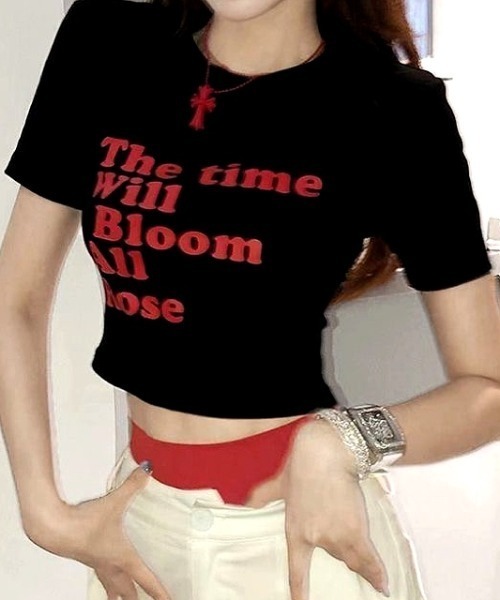 SHEENA（シーナ）の「メッセージロゴコンパクトTシャツ（Tシャツ/カットソー・レディース・ホワイト/ブラック・M）」の7枚目の写真