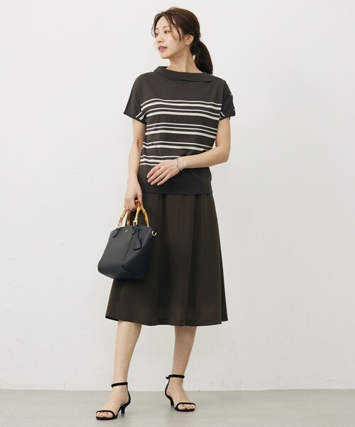 J.PRESS(ジェイプレス)の「【WEB限定カラーあり・洗える・抗菌防臭】COTTON POLYESTER ボーダー 襟付き ニット(ニット/セーター・レディース・ネイビー系1/ライトグレー系1/ブラウン系1・T15/T13)」の6枚目の写真