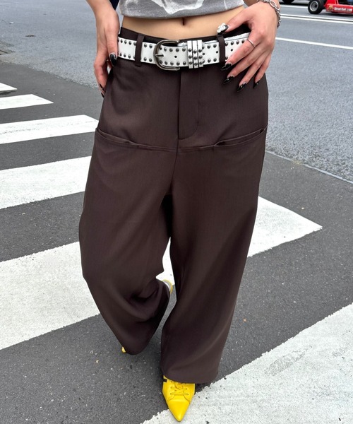 WHO'S WHO gallery（フーズフーギャラリー）の「【低身長・高身長対応/3サイズ】スラッシュポケットスラックス（スラックス・レディース・ネイビー/チャコールグレー/ブラック/ダークブラウン・SMALL/MEDIUM/LARGE）」の3枚目の写真