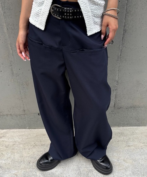 WHO'S WHO gallery（フーズフーギャラリー）の「【低身長・高身長対応/3サイズ】スラッシュポケットスラックス（スラックス・レディース・ネイビー/チャコールグレー/ブラック/ダークブラウン・SMALL/MEDIUM/LARGE）」の4枚目の写真