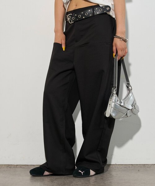 WHO'S WHO gallery（フーズフーギャラリー）の「【低身長・高身長対応/3サイズ】スラッシュポケットスラックス（スラックス・レディース・ネイビー/チャコールグレー/ブラック/ダークブラウン・SMALL/MEDIUM/LARGE）」の6枚目の写真