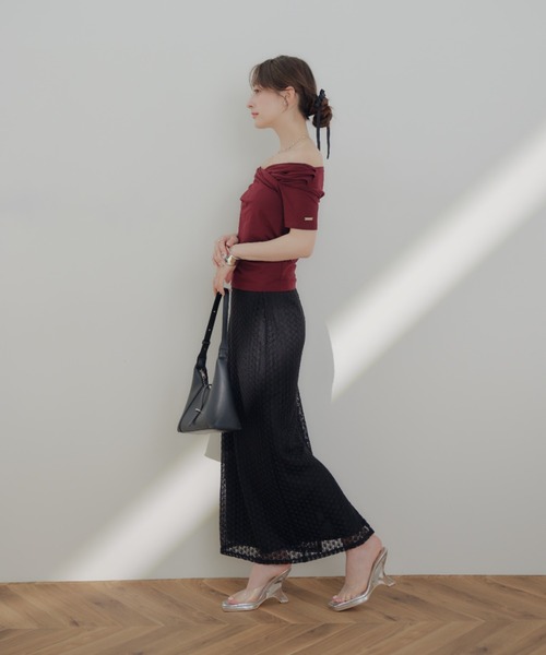 ECREL(エクレール)の「レースナロースカート(スカート・レディース・レッド/モカ/ブラック・FREE)」の19枚目の写真