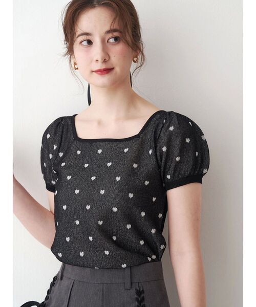 tシャツ ハートジャガードコンパクトニット レディース CALNAMUR tシャツ ハートジャガードコンパクトニット レディース