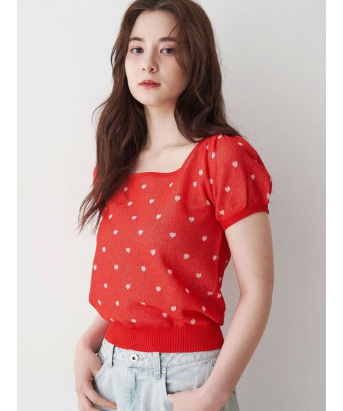tシャツ ハートジャガードコンパクトニット レディース CALNAMUR tシャツ ハートジャガードコンパクトニット レディース