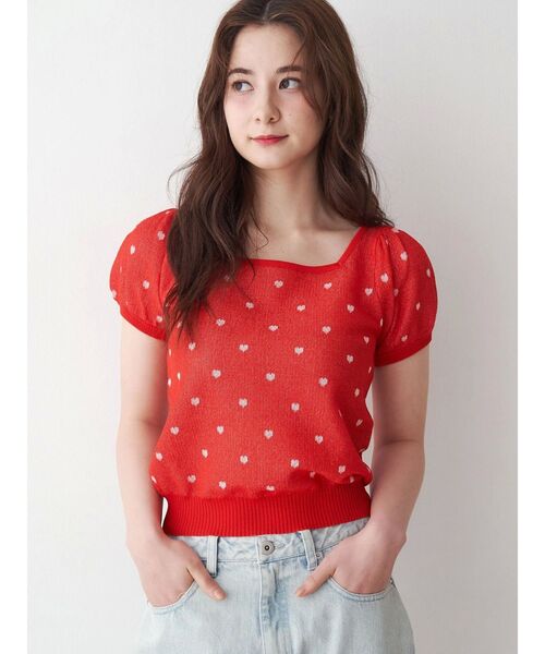 tシャツ ハートジャガードコンパクトニット レディース CALNAMUR tシャツ ハートジャガードコンパクトニット レディース