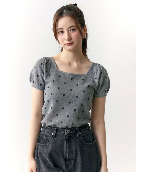 ハートジャガードコンパクトニット（Tシャツ/カットソー