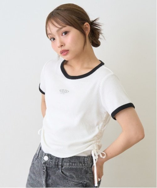 LOVETOXIC(ラブトキシック)の「【接触冷感/ひんやり】ドロストテレコTシャツ(Tシャツ/カットソー・キッズ・ブラック/オフホワイト/グリーン・M:150cm/L:160cm/S:140cm/130cm)」の4枚目の写真