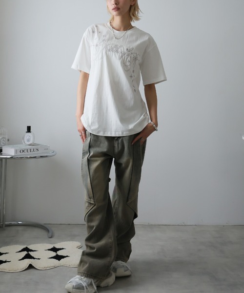 Ulysses（ユリシス）の「エンブロイダリーロゴデザインＴシャツ（Tシャツ/カットソー・レディース・ホワイト・L/M）」の6枚目の写真