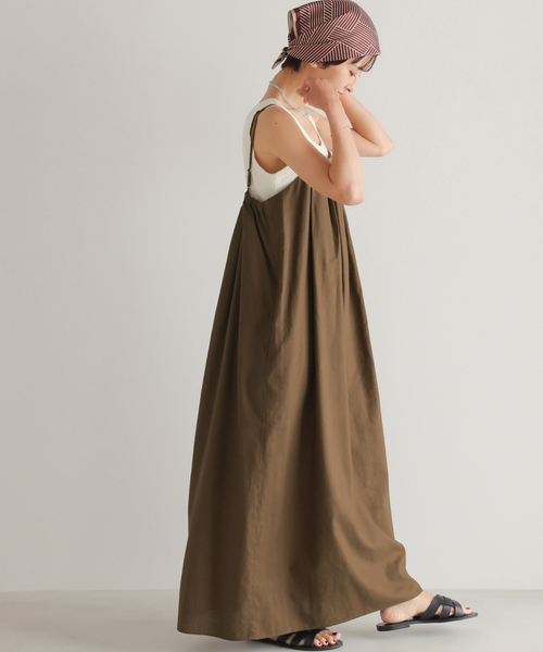 JOURNAL STANDARD relume（ジャーナルスタンダード　レリューム）の「【手洗い可能】着回し力抜群◎リネンコットンタックキャミワンピース（ワンピース・レディース・ブラウン/ブラック・FREE）」の12枚目の写真