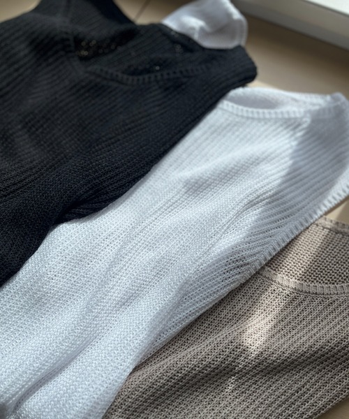 ISOOK（アイスー）の「ニットベスト＆ノースリーブTシャツセット (chiica original) / 2点セット サマーニット シアーニット タンクトップ 夏（ベスト・レディース・ブラック/ホワイト/ベージュ・FREE）」の17枚目の写真