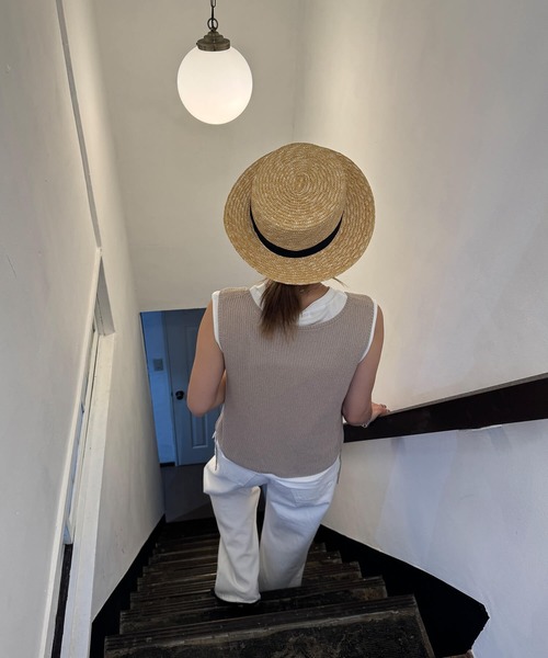 ISOOK（アイスー）の「ニットベスト＆ノースリーブTシャツセット (chiica original) / 2点セット サマーニット シアーニット タンクトップ 夏（ベスト・レディース・ブラック/ホワイト/ベージュ・FREE）」の10枚目の写真