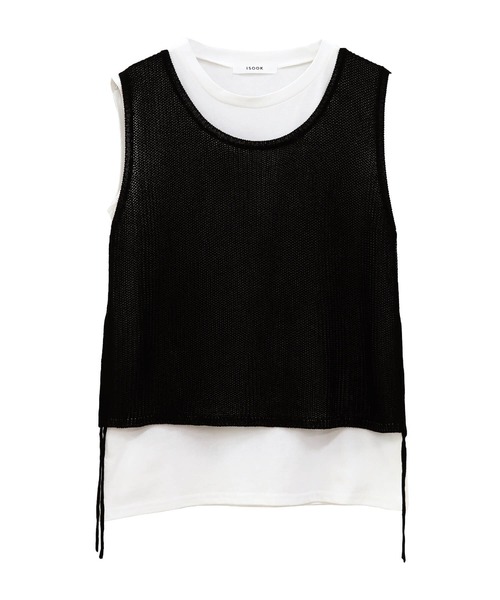 ISOOK（アイスー）の「ニットベスト＆ノースリーブTシャツセット (chiica original) / 2点セット サマーニット シアーニット タンクトップ 夏（ベスト・レディース・ブラック/ホワイト/ベージュ・FREE）」の21枚目の写真