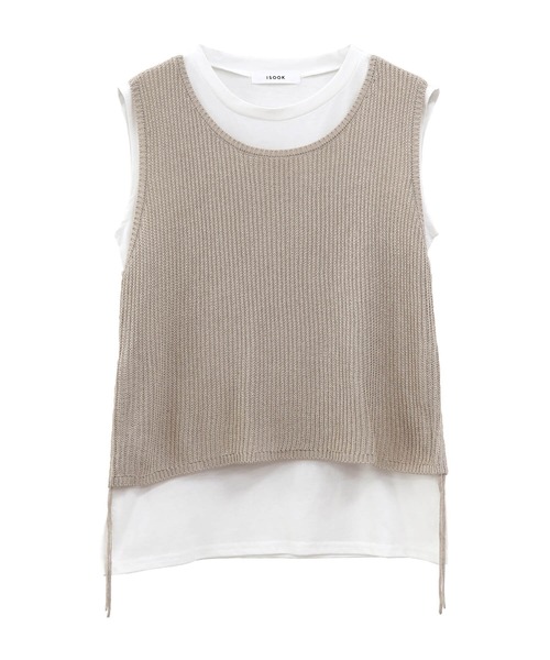 ISOOK（アイスー）の「ニットベスト＆ノースリーブTシャツセット (chiica original) / 2点セット サマーニット シアーニット タンクトップ 夏（ベスト・レディース・ブラック/ホワイト/ベージュ・FREE）」の22枚目の写真