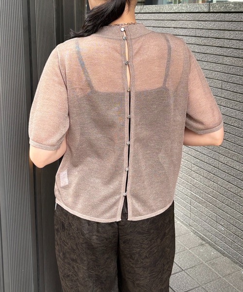 &g'aime(アンジェム)の「【&g'aime】バックデザインニット Back Design Knit(ニット/セーター・レディース・ブラック/キナリ/モカ・FREE)」の1枚目の写真