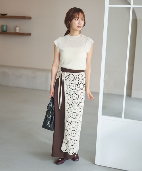 mysty woman(ミスティウーマン)の「クロシェラップオーバースカート 577947(スカート・レディース・ホワイト系その他/オフホワイト・FREE)」の3枚目の写真