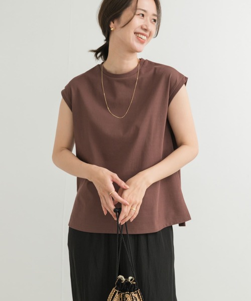 URBAN RESEARCH DOORS(アーバンリサーチドアーズ)の「『接触冷感/UVカット』ドライカノコフレンチプルオーバー(Tシャツ/カットソー・レディース・イエロー/ブラウン/オフホワイト/ライトブルー・MEDIUM)」の7枚目の写真