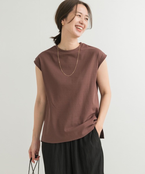 URBAN RESEARCH DOORS(アーバンリサーチドアーズ)の「『接触冷感/UVカット』ドライカノコフレンチプルオーバー(Tシャツ/カットソー・レディース・イエロー/ブラウン/オフホワイト/ライトブルー・MEDIUM)」の8枚目の写真